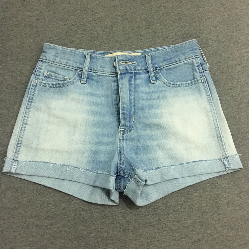 Hollister light wash high-rise jean shorts